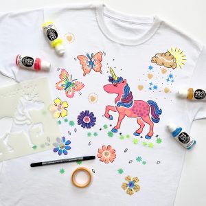 Unicorn t-shirt painting stencil.