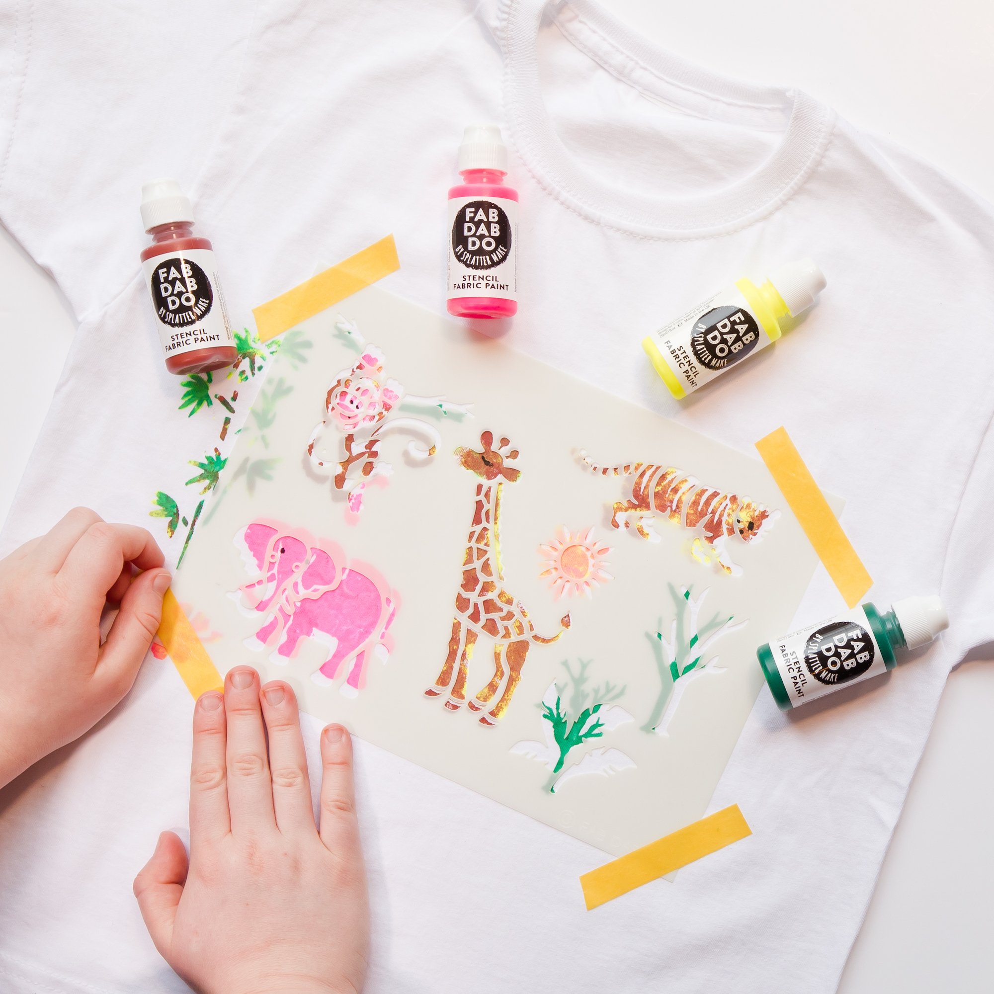 Animals in the Jungle t-shirt painting stencil.