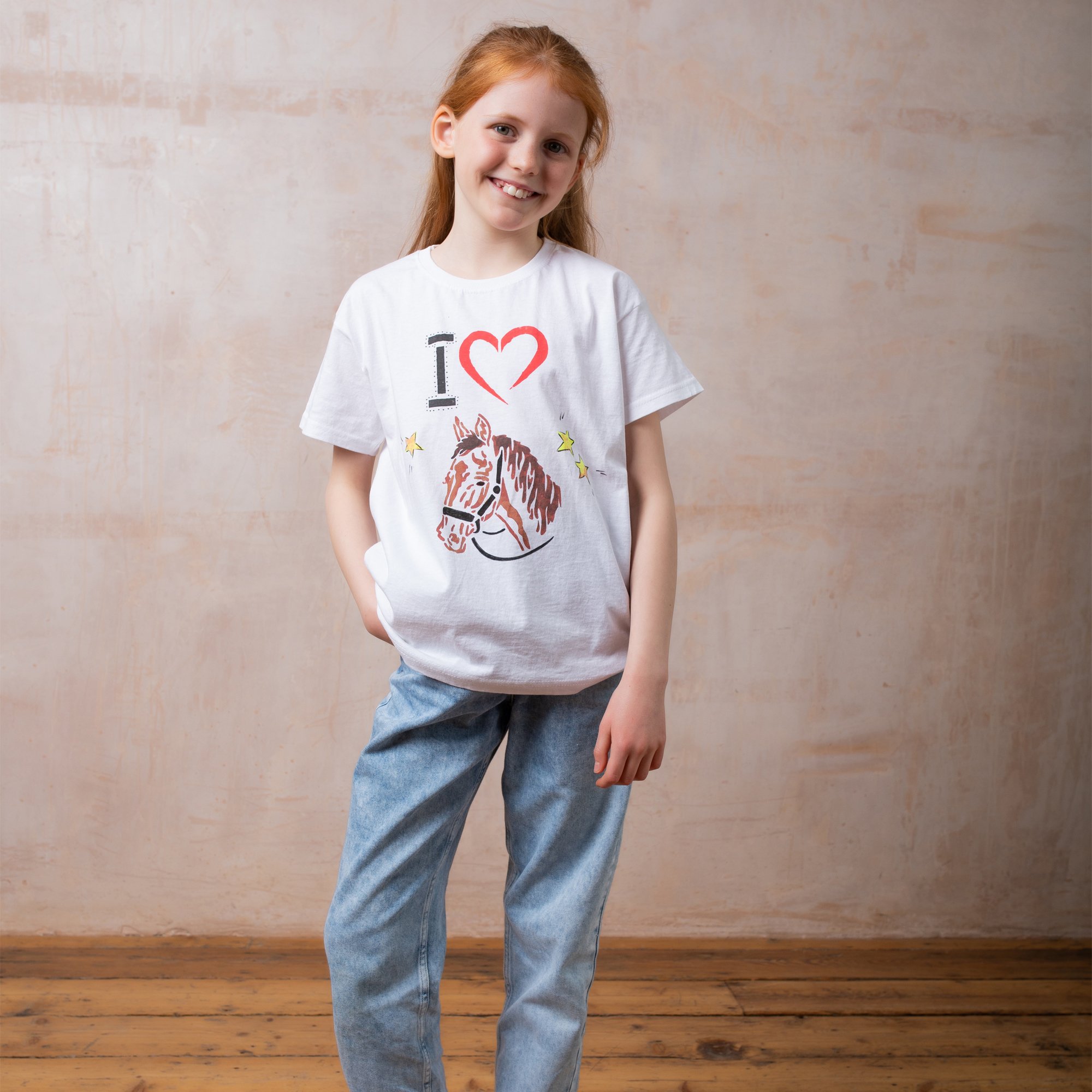 I Heart Ponies and Horses t-shirt painting stencil.