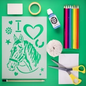 I Love Horses Stencil