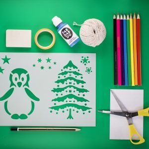 Christmas Tree & Penguin Stencil